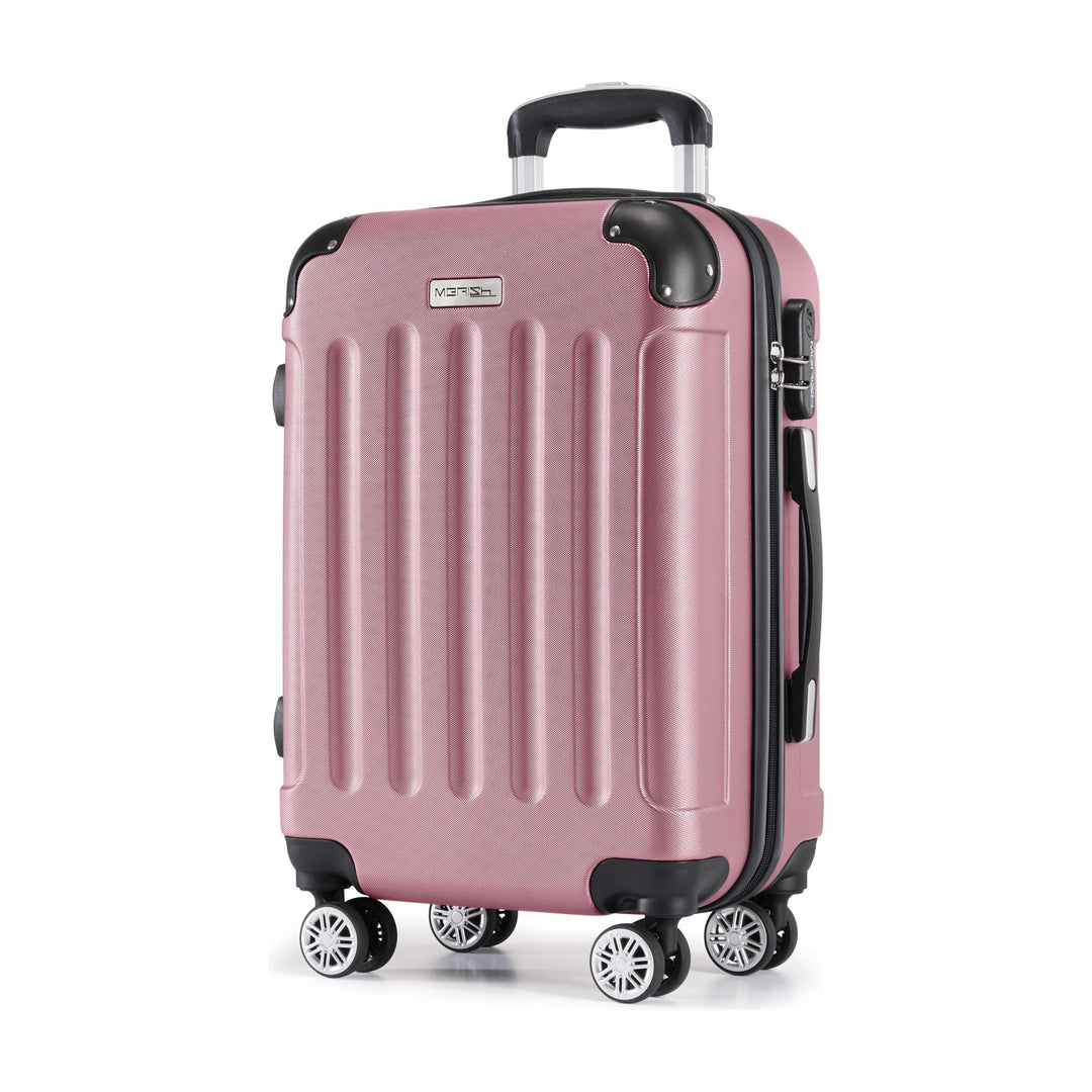 MERISH Reisekoffer Koffer Kofferset Trolleys Zwillingsrollen 3tlg. Hartschale in 9 Farben (Rose, M)