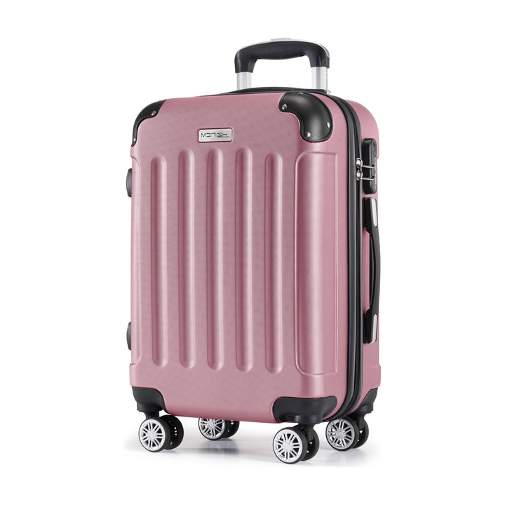 MERISH Reisekoffer Koffer Kofferset Trolleys Zwillingsrollen 3tlg. Hartschale in 9 Farben (Rose, M)