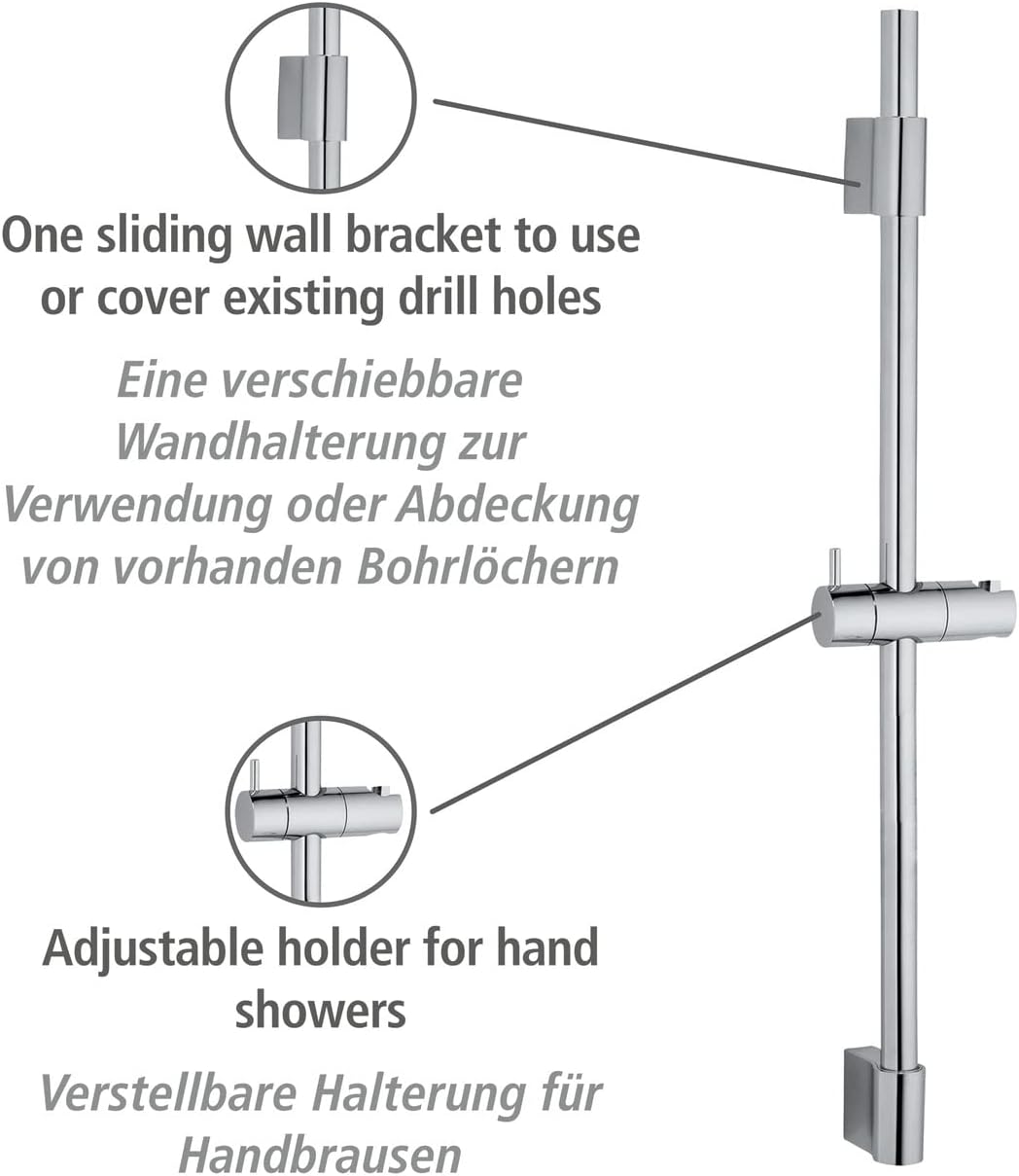 WENKO Duschstange Classic, Brausestange mit Halterung für Handbrausen Dusche oder Badewanne aus rost