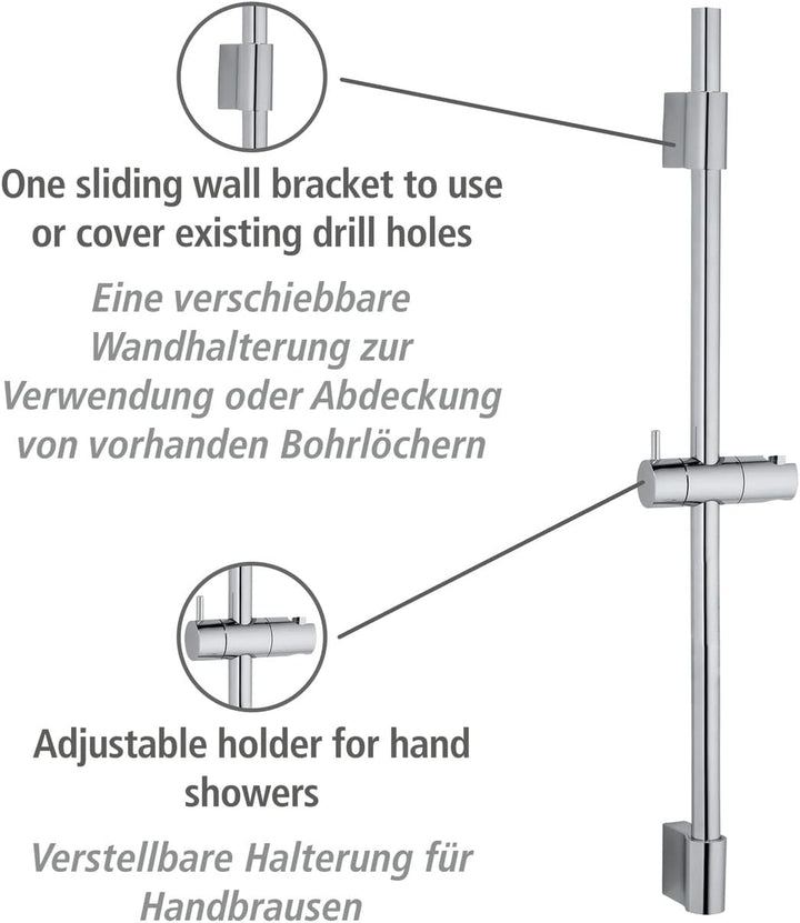 WENKO Duschstange Classic, Brausestange mit Halterung für Handbrausen Dusche oder Badewanne aus rost