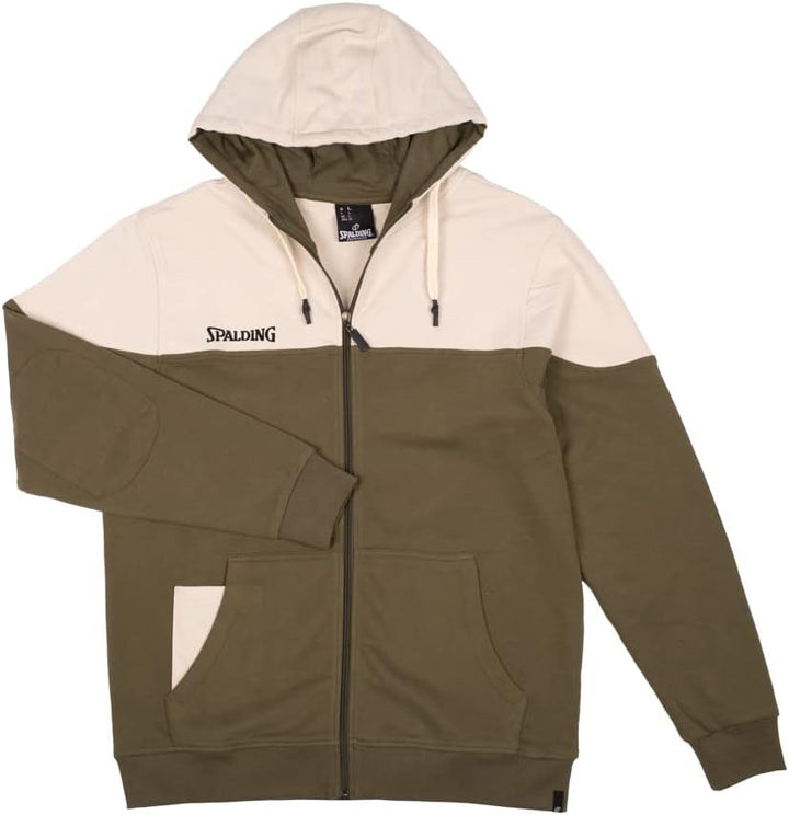 Spalding - Funk Kapuzenpulli mit Reissverschluss - Khaki/Sandgrau - 80% Baumwolle - Sport Sweatshirt