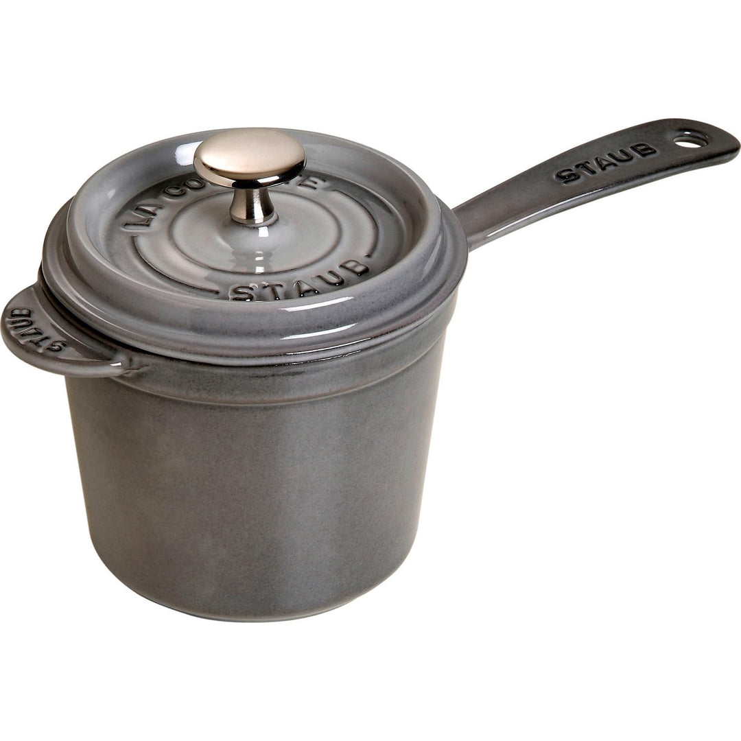 Staub Gusseisen Sossenschale (18 cm, 2,8 L mit mattschwarzer Emaillierung im Inneren der Schale) gra