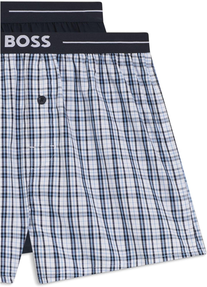 BOSS Herren NOS Boxer EW 2P Zweier-Pack Pyjama-Shorts aus Baumwolle mit Logo am Bund M New - Dark Bl