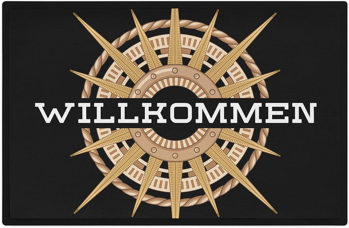Trendation - Willkommen Fussmatte Grafik Schmutzfangmatte Geschenk Aussen Innenbereich 60x40 cm Wasc