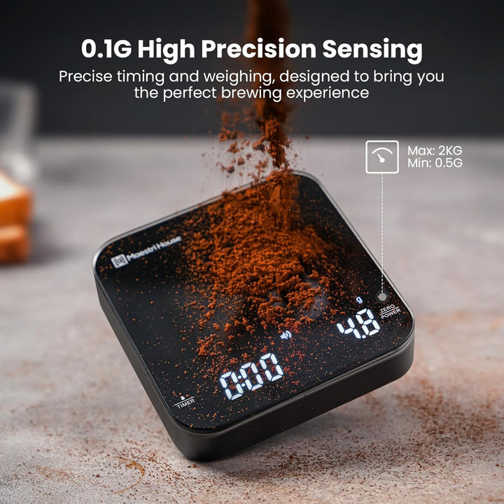 Maestri House Mini-Kaffeewaage mit Timer, Wiederaufladbare Espresso Waage, Präzise 2kg/0,1g Waage fü