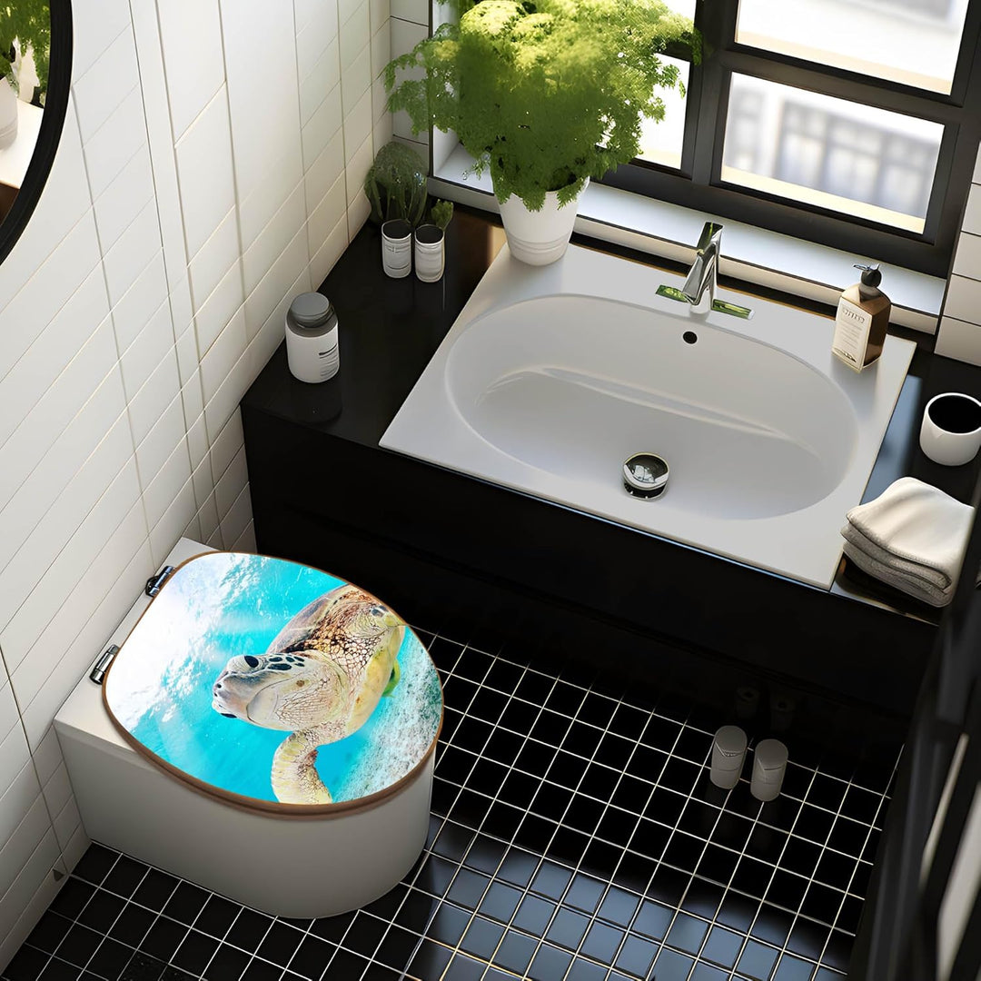 banjado® Design WC Sitz Bambus Absenkautomatik mit Motiv Elvis/Toilettendeckel mit Absenkautomatik H