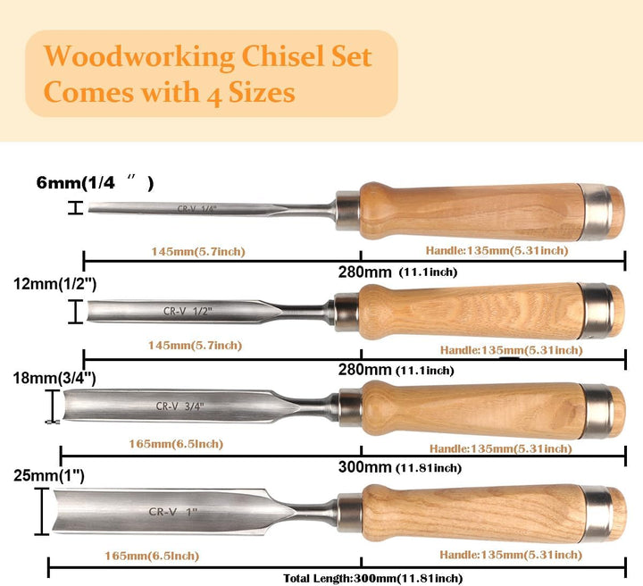 ATOPLEE Holzmeissel-Set für Holzbearbeitung, professionelles Holzschnitzmeisselwerkzeug, Tischlermei