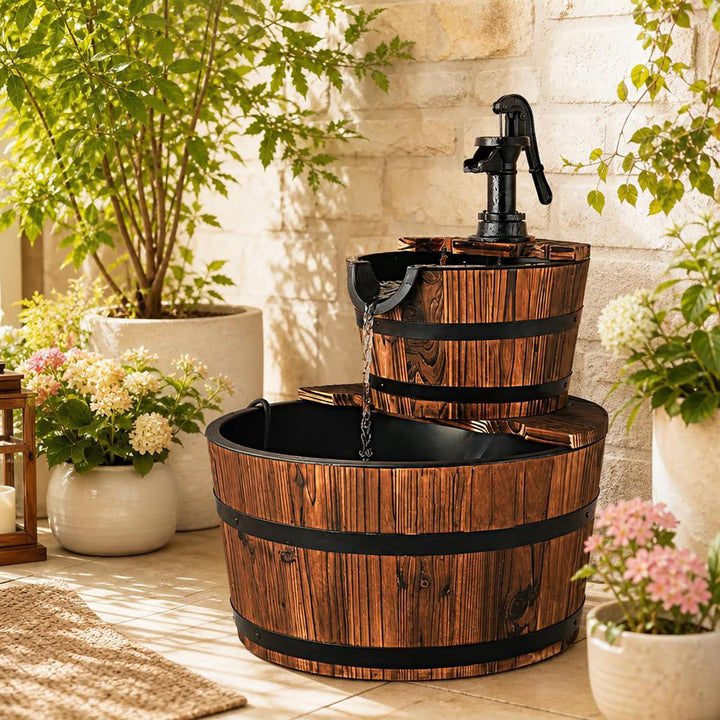 SOARS Gartenbrunnen 2-stufig, Springbrunnen mit Wasserpumpe &amp; einstellbarem Wasserdurchfluss, Wasser