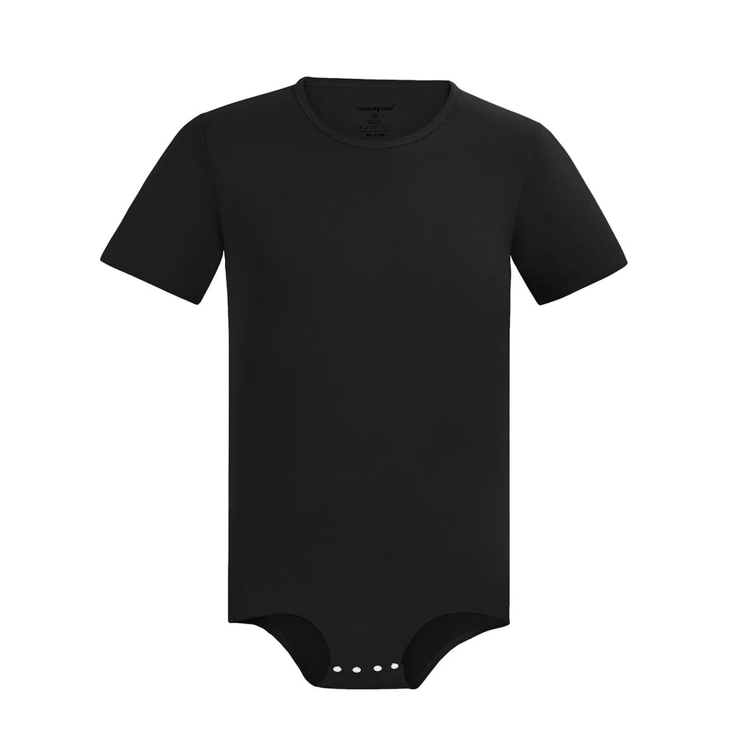 Landofgenie Männer Kurzarm Strampler Pyjama Bodysuit One Piece Strampler XXL Schwarz, XXL Schwarz