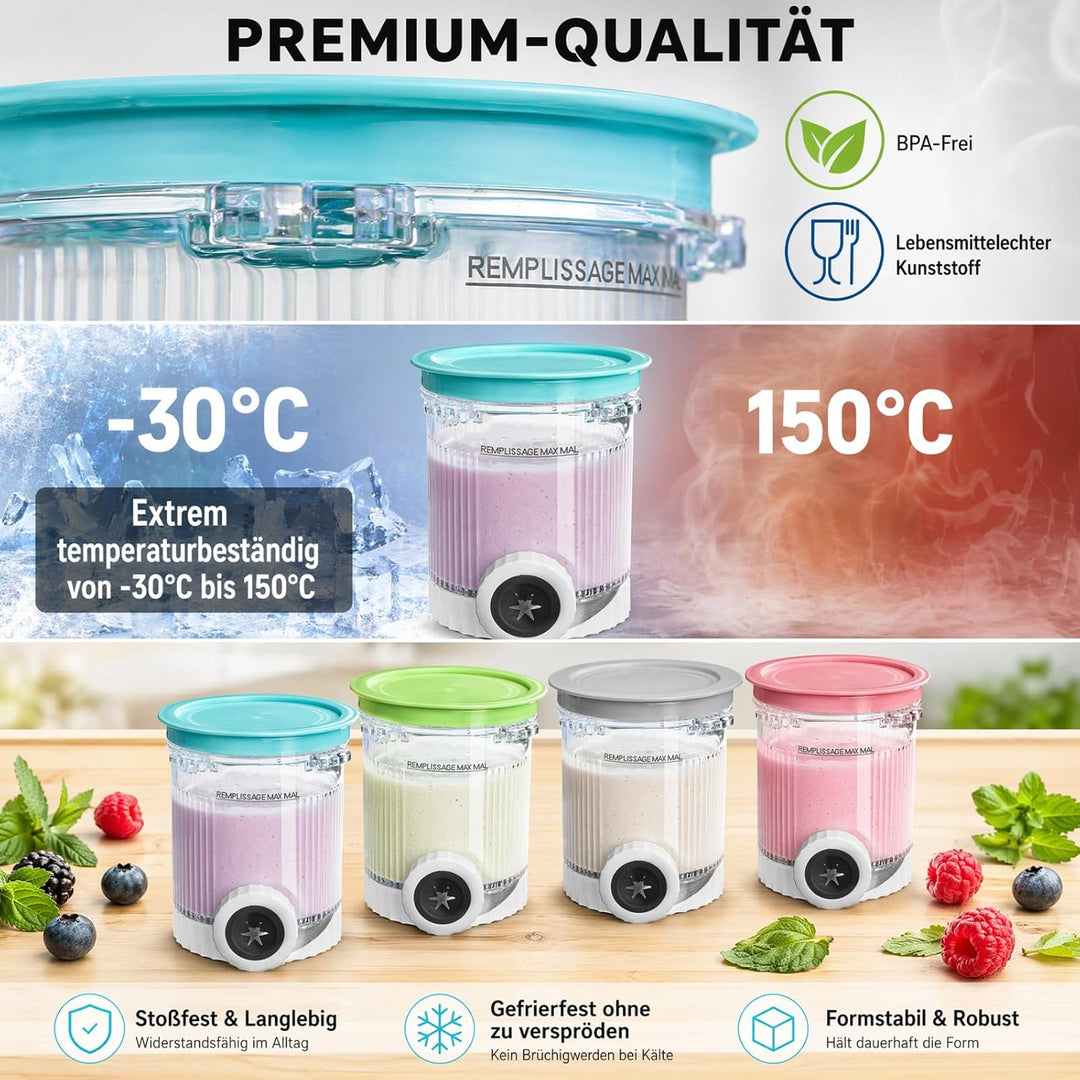 4 Stück Behälter für Ninja Swirl by Creami, Eiscremebecher und Deckel Kompatibel mit Ninja Creamy NC
