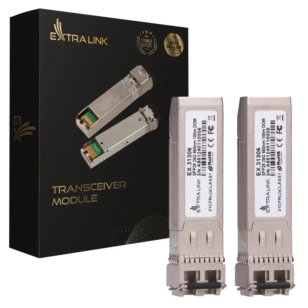 Extralink SFP Modul 25G LC Duplex Multimode 850 nm 100 m MSA-kompatibel – Für Cisco, Ubiquiti UniFi,