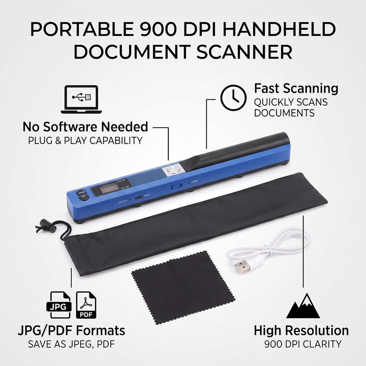 Tragbarer Scanner A4-Dokumentenfotoscanner, Handscanner für Unternehmen, Fotos, Bilder, Quittungen,