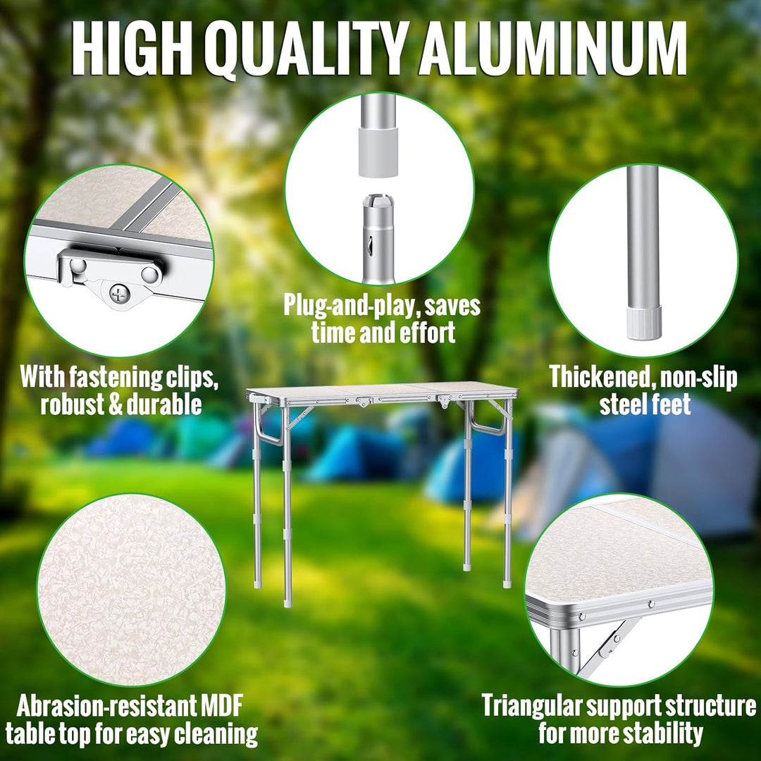 Campingtisch klappbar, 87x40cm & 3 einstellbare Höhen(26/48/70cm), Klapptisch Camping Tisch, Tragbar