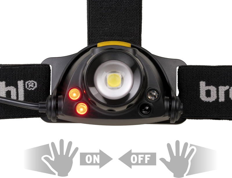 Brennenstuhl LuxPremium LED Akku Sensor Kopflampe SL 400 AF/Wiederaufladbare Stirnlampe mit Sensor (