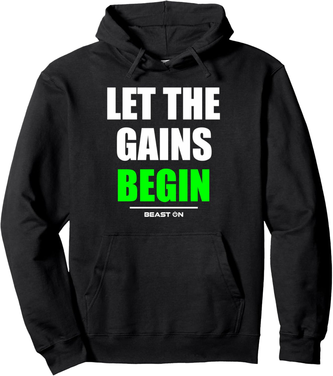 Let the gains begin Gym Fitness Workout Bodybuilding Grün Pullover Hoodie