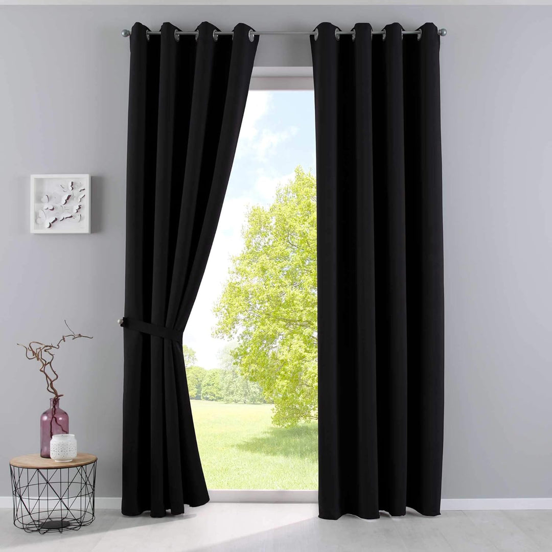 Gardinenbox Vorhänge Blickdicht »Newyork« Schwarz HxB 245x295 cm 2er-Pack Thermo-Gardinen Verdunkelu