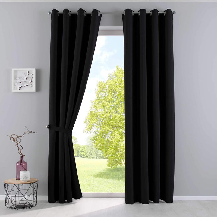 Gardinenbox Vorhänge Blickdicht »Newyork« Schwarz HxB 245x295 cm 2er-Pack Thermo-Gardinen Verdunkelu