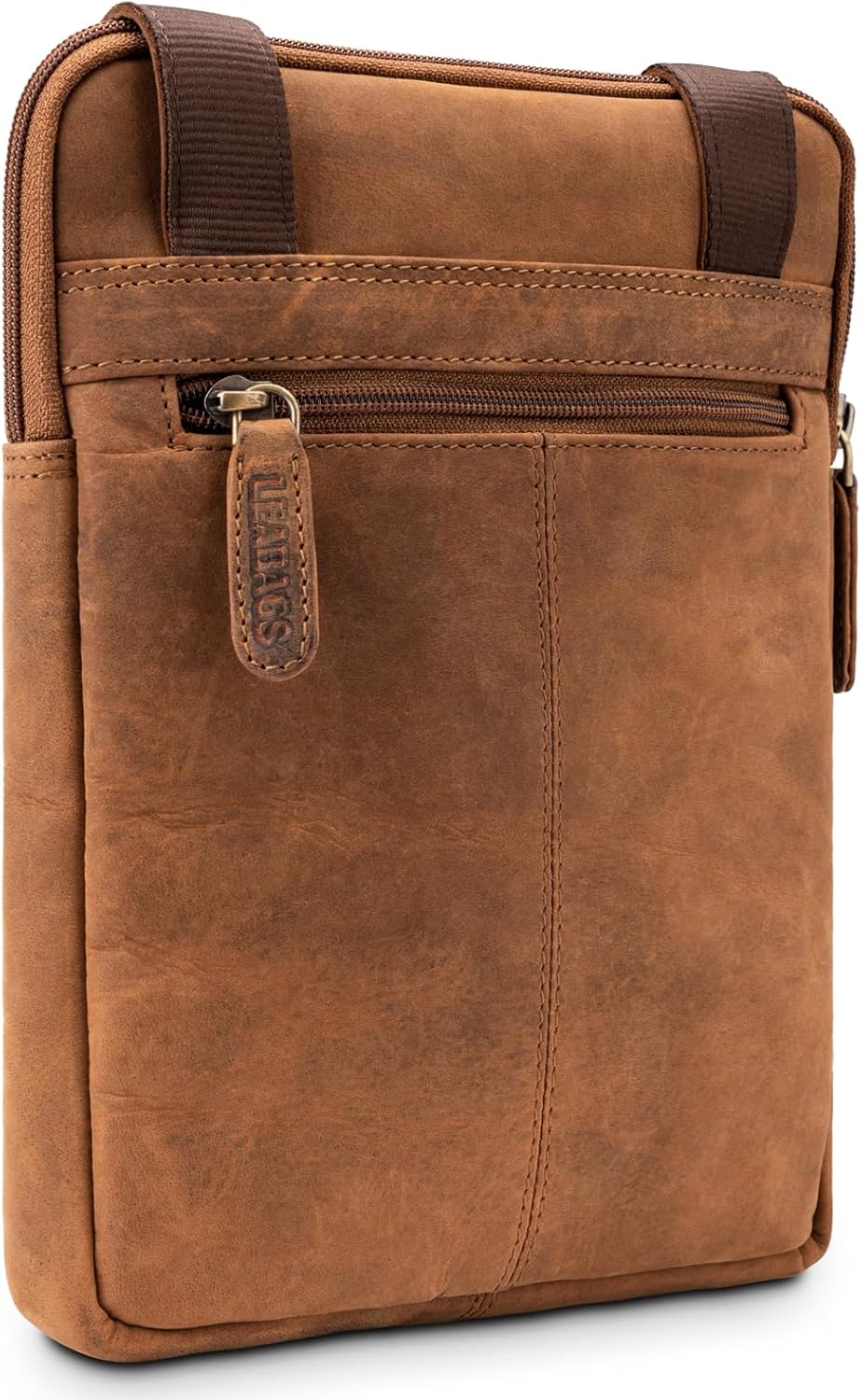 LEABAGS Detroit Umhängetasche Herren – Kleine Leder Umhängetasche 21x26 cm – Mini Crossbody Tasche m