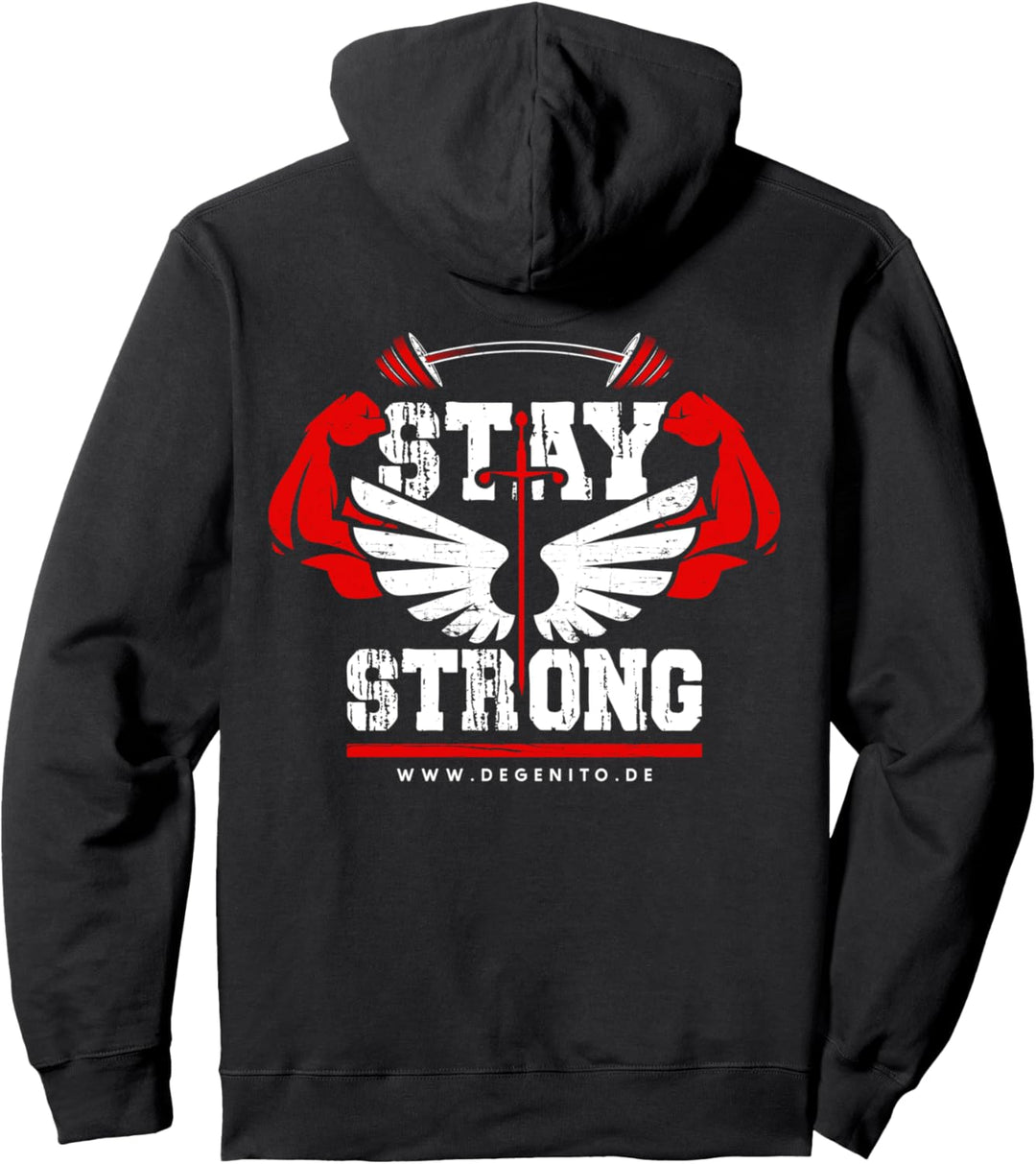 DEGENITO Stay Strong Hoodie Unisex Backcover Pullover Hoodie
