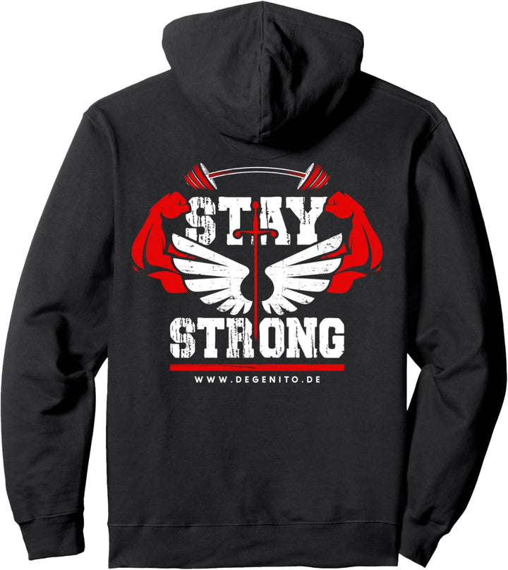 DEGENITO Stay Strong Hoodie Unisex Backcover Pullover Hoodie