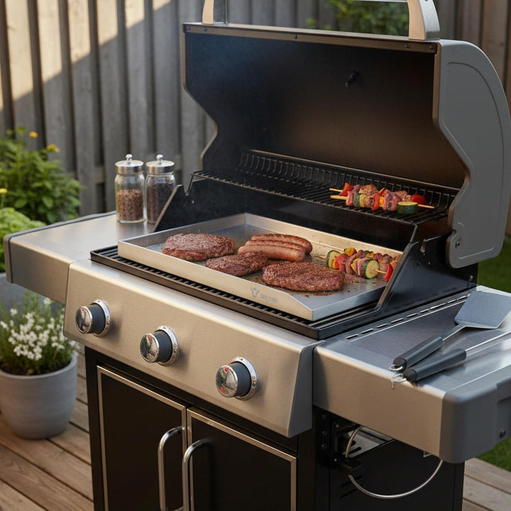 BBQ-Toro Edelstahl Grillplatte | 34 x 48 cm | BBQ Plancha, Grillplancha | Rechteckig, Universal und