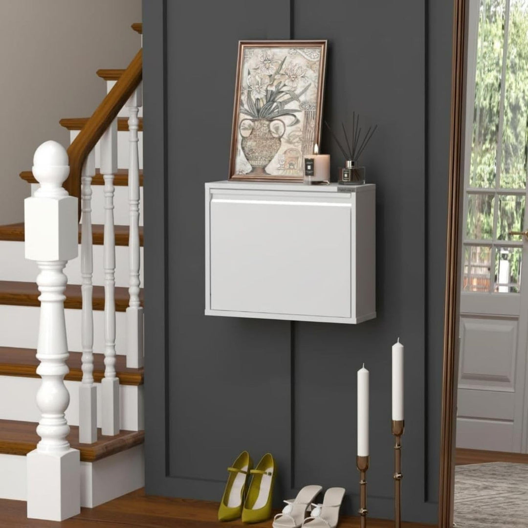 VEEHAUS Schuhregal Schmal Metall Schuhschrank Hoch Schuhkipper mit Magnetische Abdeckung Metall Mont