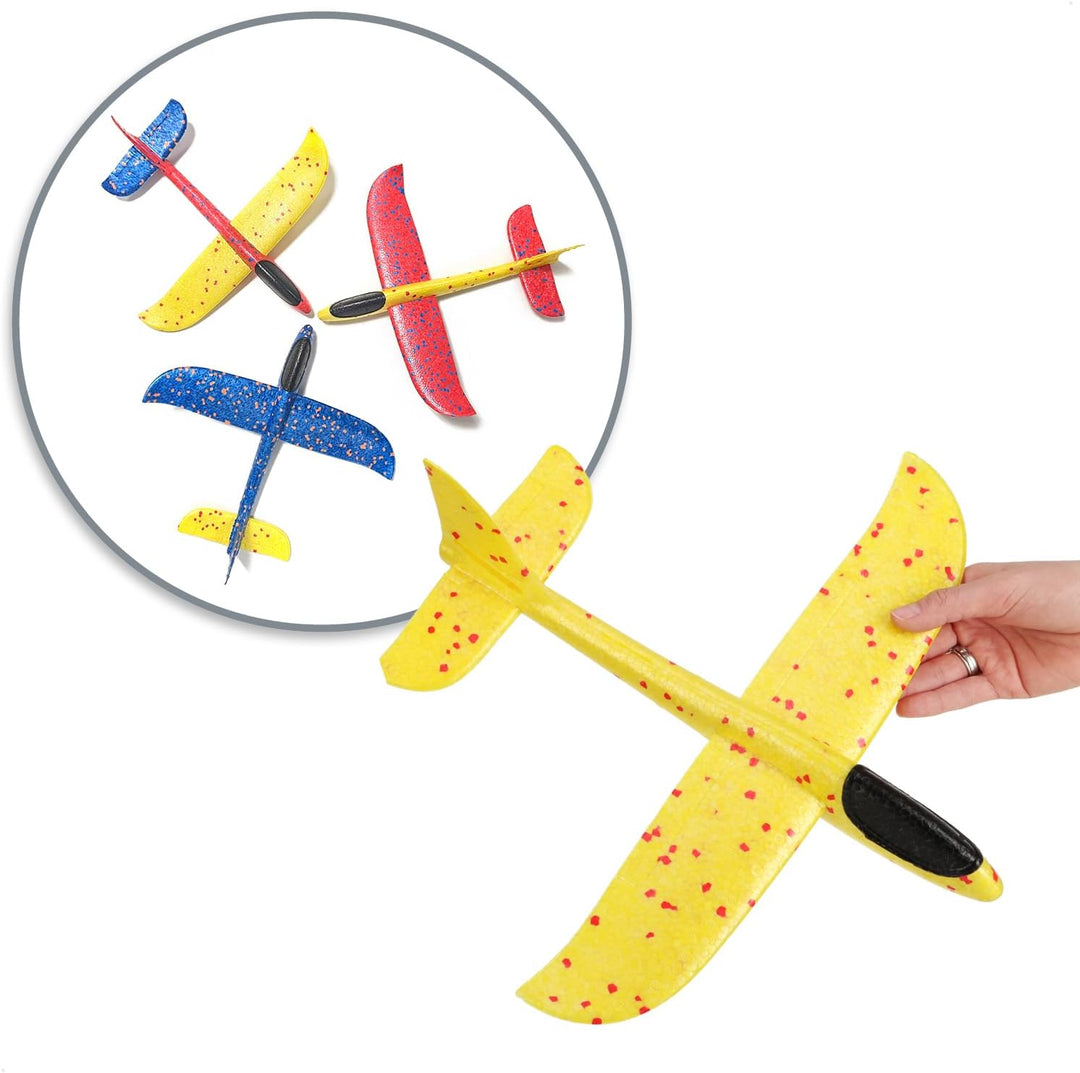 com-four® 30x Styroporflugzeug für Kinder und Erwachsene - stabiler Wurfgleiter mit Stecksystem - Se