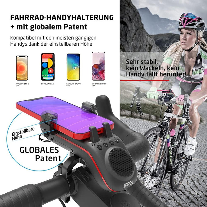 UPPEL Fahrrad Bluetooth Lautsprecher Multifunktions Wasserdichtes Fahrrad Audio - Powerbank/Klingel/