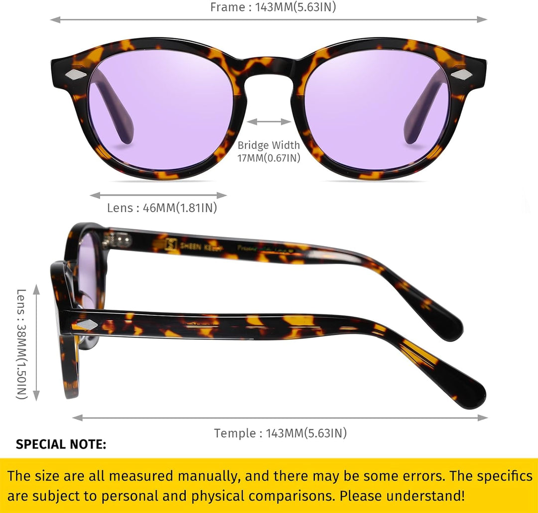 SHEEN KELLY Retro Acetat Ovale Sonnenbrille für Männer Frauen Hochauflösend Polarisierte Round Linse