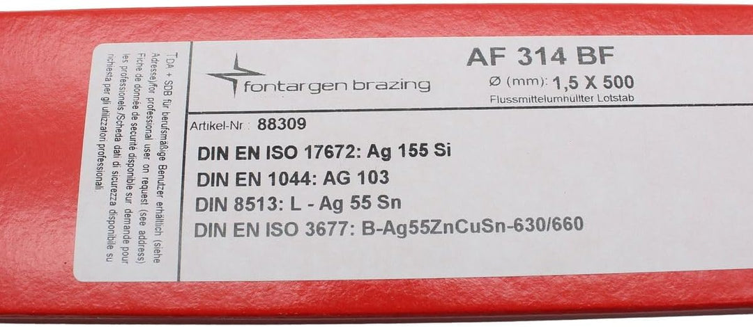 Silberlotstäbe, Silberlot mit Flussmittel, Silberlot 55% borsäurefrei flussmittelumhüllt, AT: 650 °C