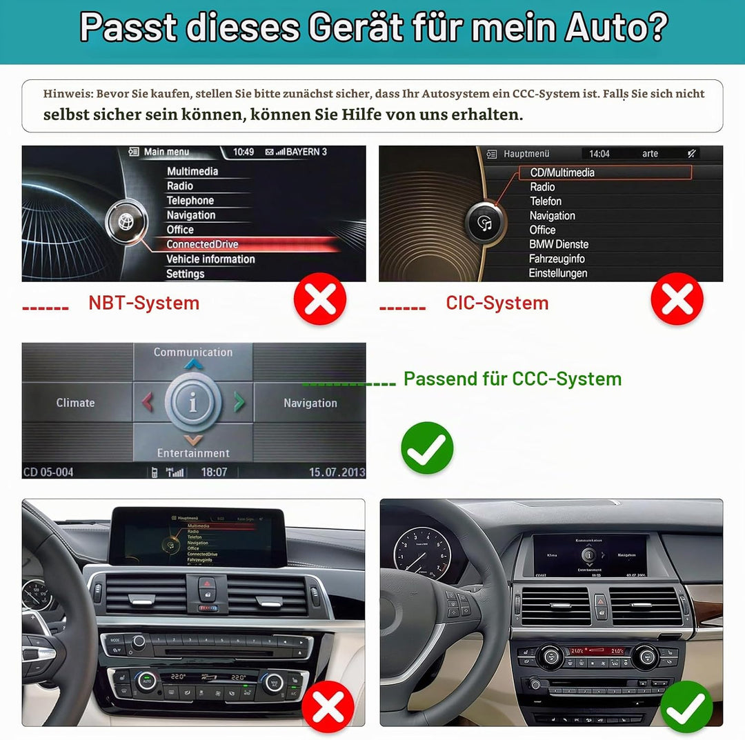 10,25 Zoll Touchscreen-Autoradio für BMW X5/X6 E70 E71 2007–2010 mit CCC-System, unterstützt Apple C