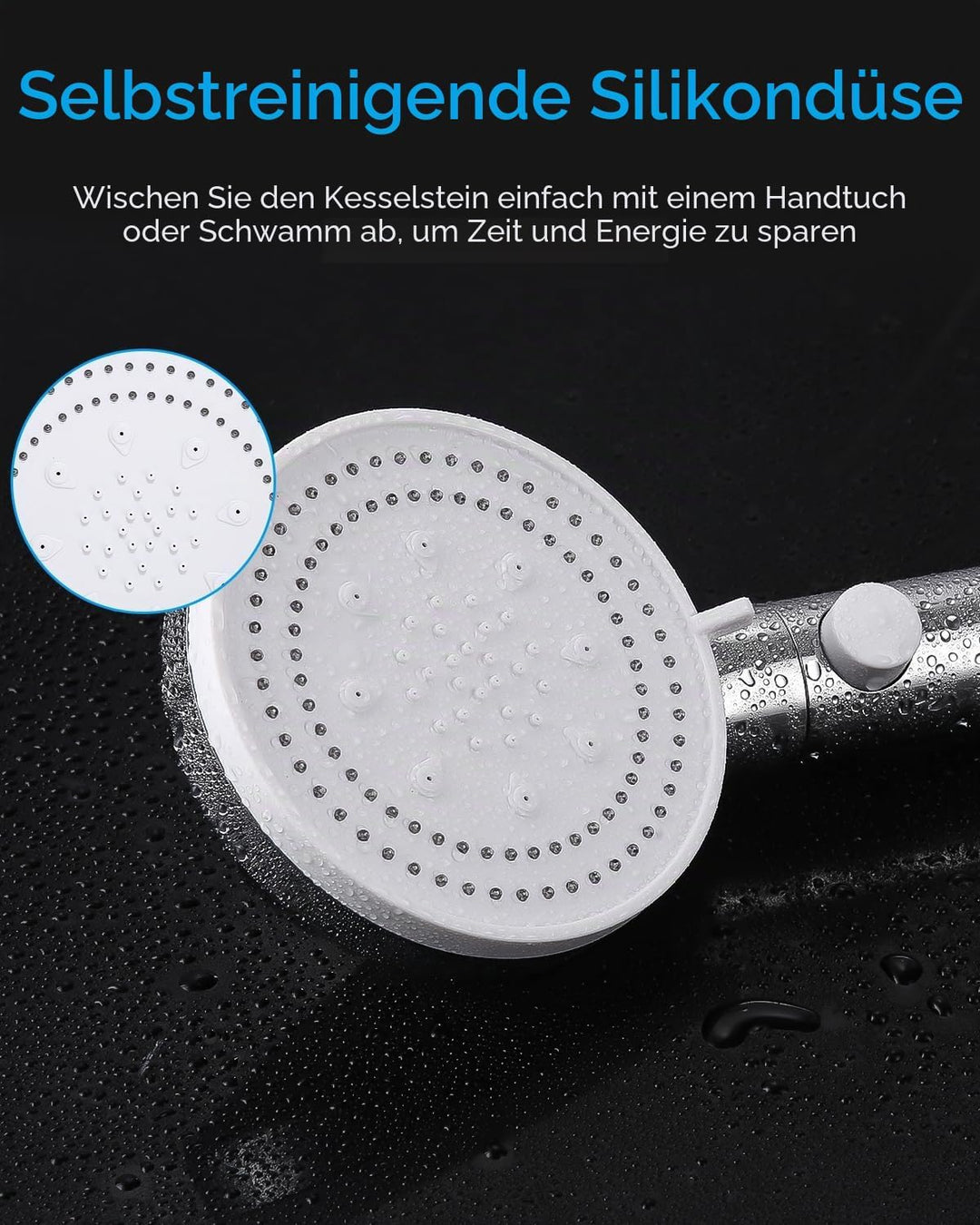 Duschkopf, 6 Strahlarten Wassersparend, Duschbrause Handbrause, Shower Head, Silber