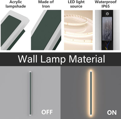 Klighten 45W LED Lange Wandleuchte Anthrazit Aussen Innen, IP65 Wasserdicht Aussenwandleuchte Modern