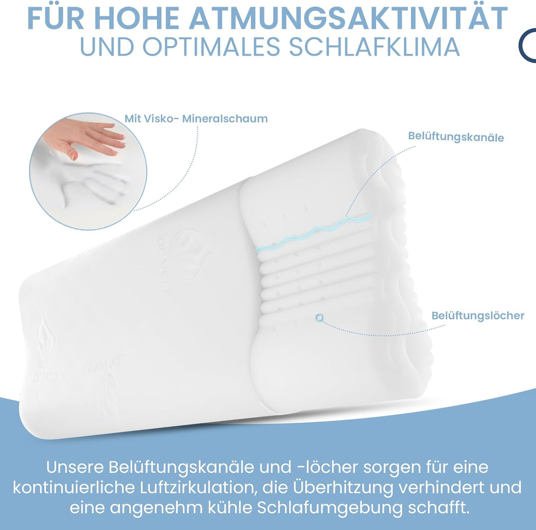 maxVitalis 2er-Set Nackenstützkissen 4-fache Höhenanpassung orthopädisches, ergonomisches Kopfkissen