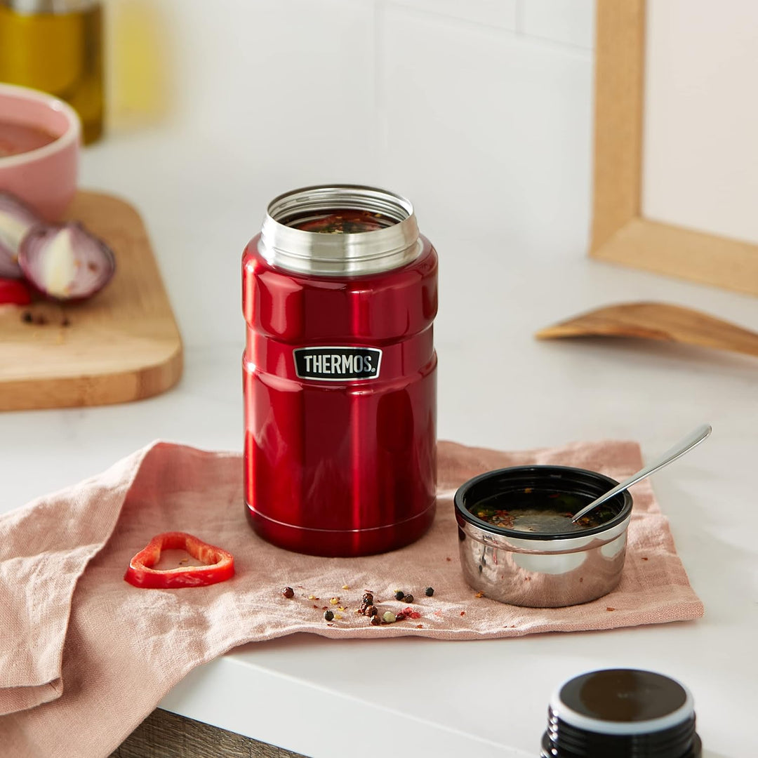Thermos STAINLESS KING FOOD JAR 0,71l, cranberry red, Thermosbehälter aus Edelstahl, 14h heiss / 24h
