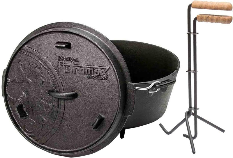 Petromax ft6 Feuertopf mit Füsse Dutch Oven Set inkl. Profi Deckelheber Schmortopf