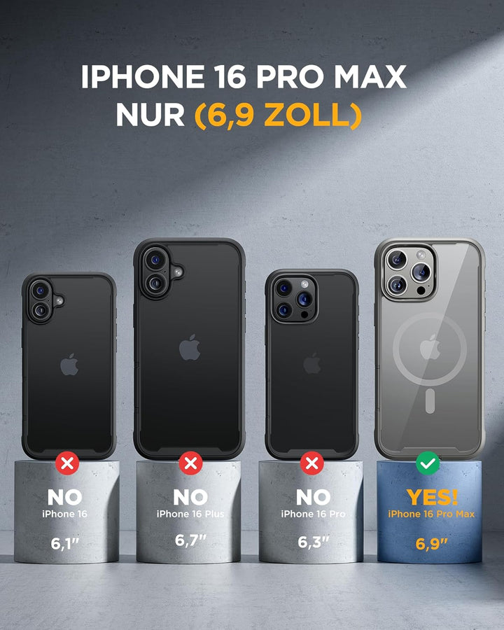 Miracase 360 Grad für iPhone 16 Pro Max Hülle mit Magsafe, Eingebaut Glas Schutzfolie, Komplettschut