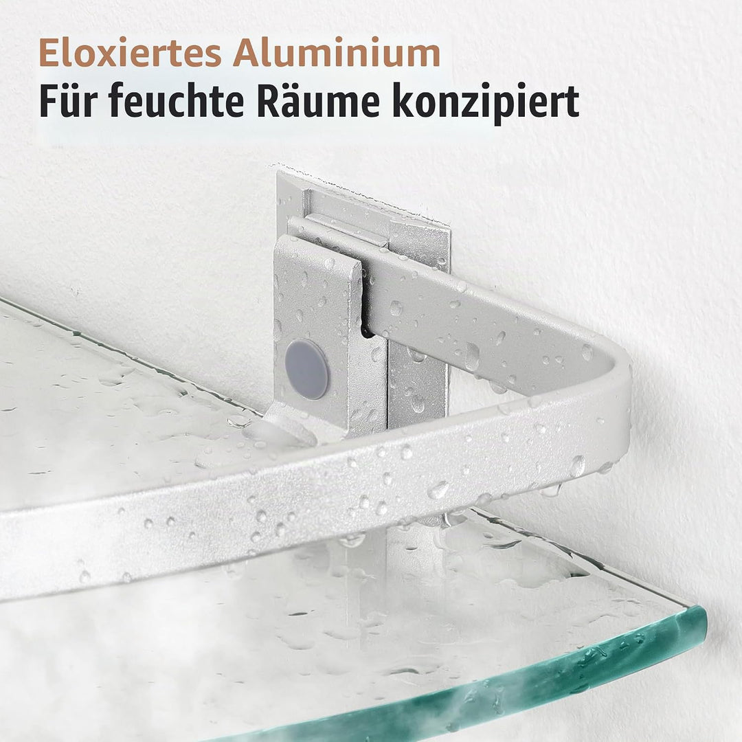 KES Glasregal Eckregal Badregal Glas Duschablage zum Hängen 8mm Badezimmer Wandregal Dusche Glas Abl
