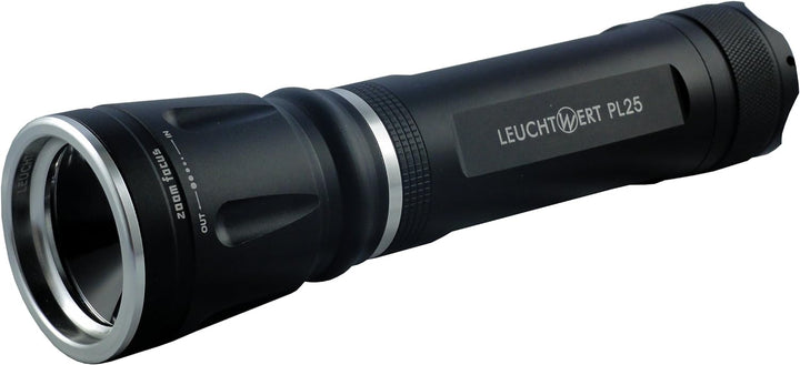 LEUCHTWERT LED Taschenlampe PL25, 10 W, 700 lm, Zoomlinse, inklusive Batterien, Geschenkbox 10025