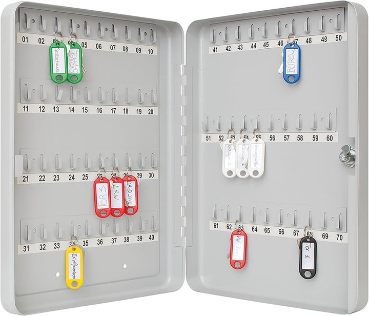 WEDO Schlüsselschrank 70 Schlüssel – kompakte Schlüsselbox aus pulverbeschichtetem Stahl, platzspare