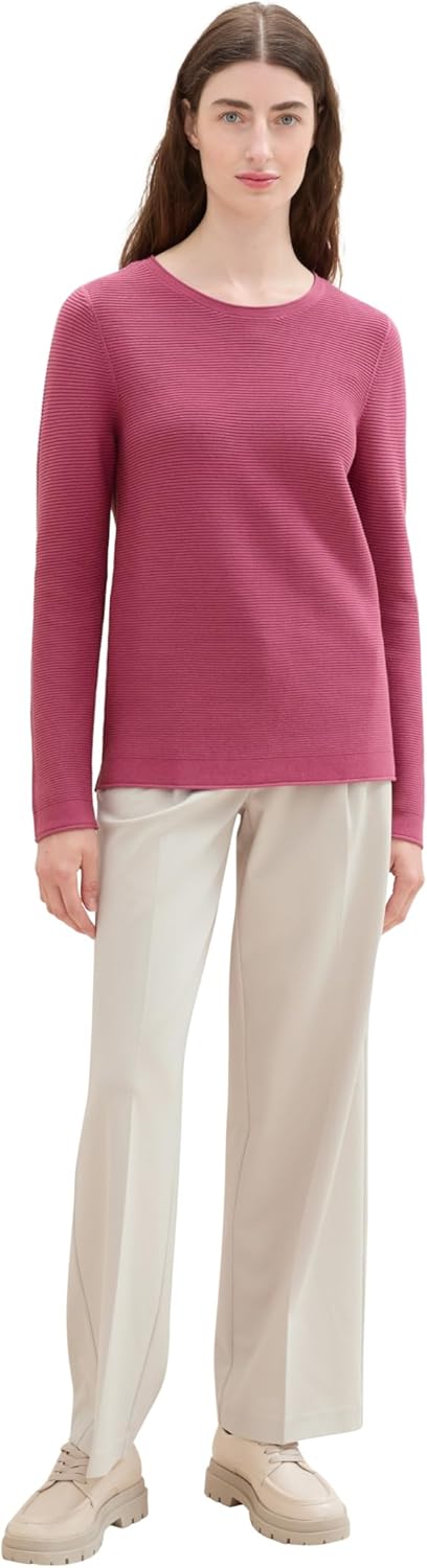 TOM TAILOR Damen Basic Strickpullover aus Bio-Baumwolle XS 16348 - Pink Velvet, XS 16348 - Pink Velv