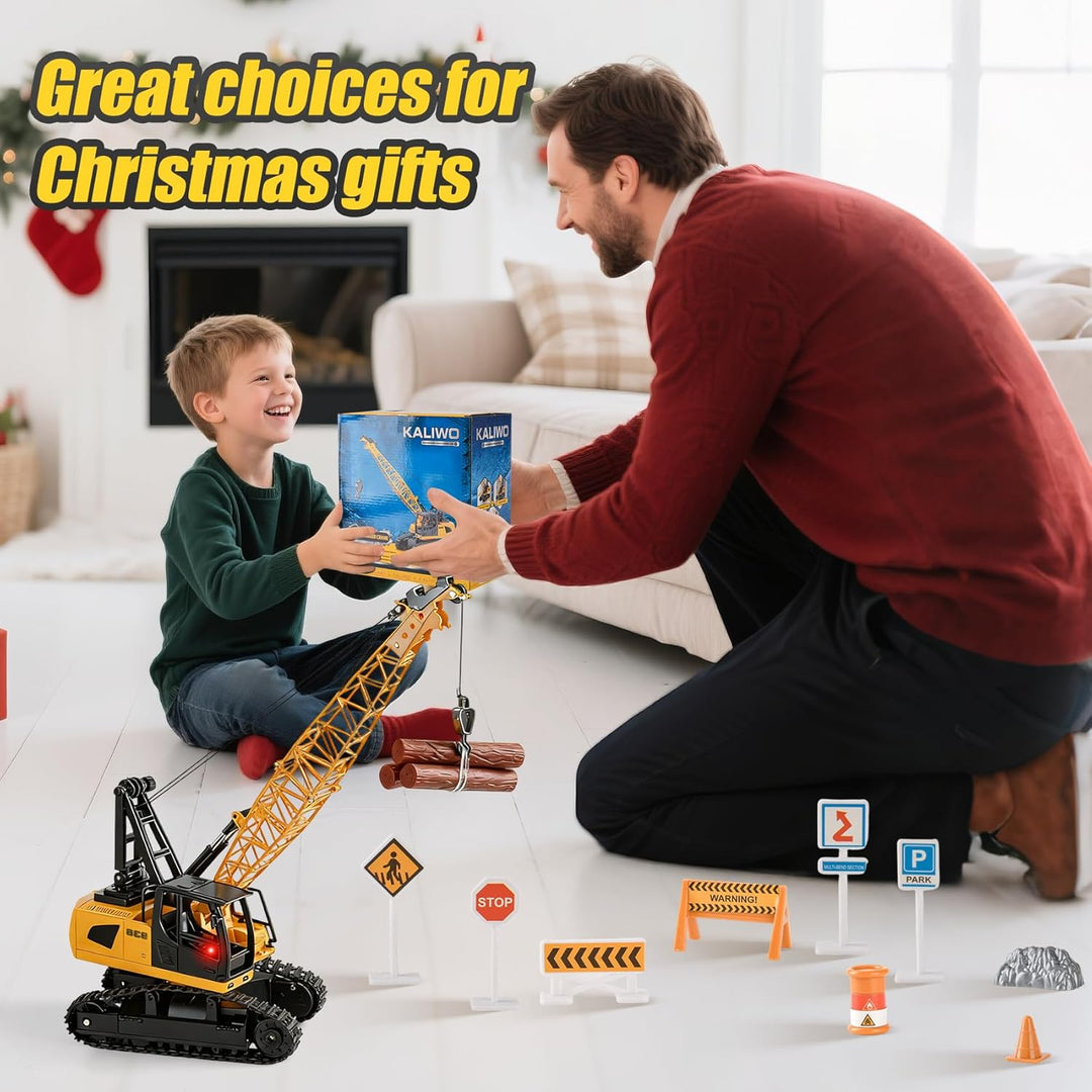 Kran Spielzeug, 2.4Ghz RC Kranfahrzeug, Ausfahrbarem Kran, Baustellen Fahrzeuge Set mit Lichtern,Ger