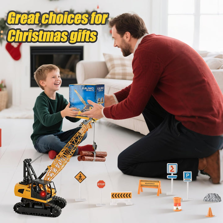 Kran Spielzeug, 2.4Ghz RC Kranfahrzeug, Ausfahrbarem Kran, Baustellen Fahrzeuge Set mit Lichtern,Ger
