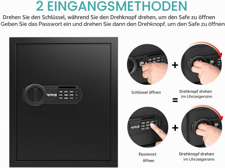 RPNB Luxus Safe und Schliessfach, Geldkoffer, Zifferntastatur sicher, perfekt für Hause Büro Hotel B