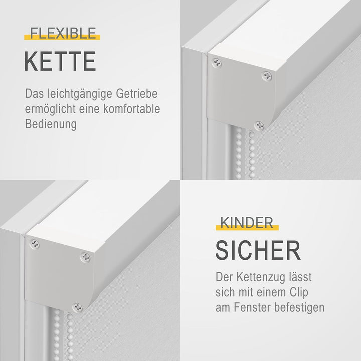 Sol Royal Kassettenrollo mit Führungsschiene Blackout Thermorollo Bohren | 70x175cm Weiss seitliche