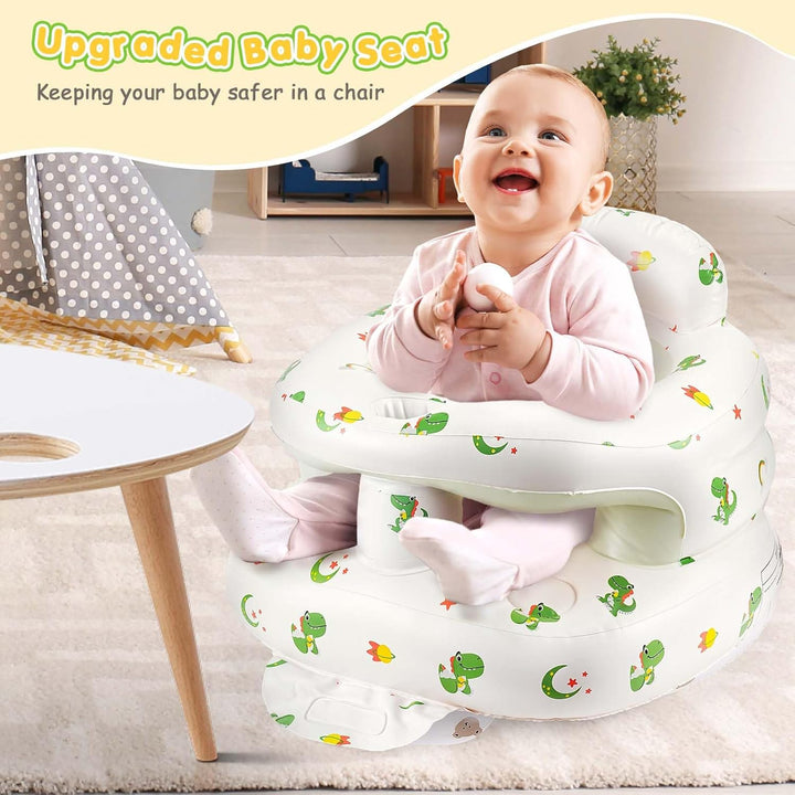 Aufblasbarer Babysitz für Babys ab 3 Monaten, aufblasbarer Baby-Stuhl eingebauter Luftpumpe Rückenst