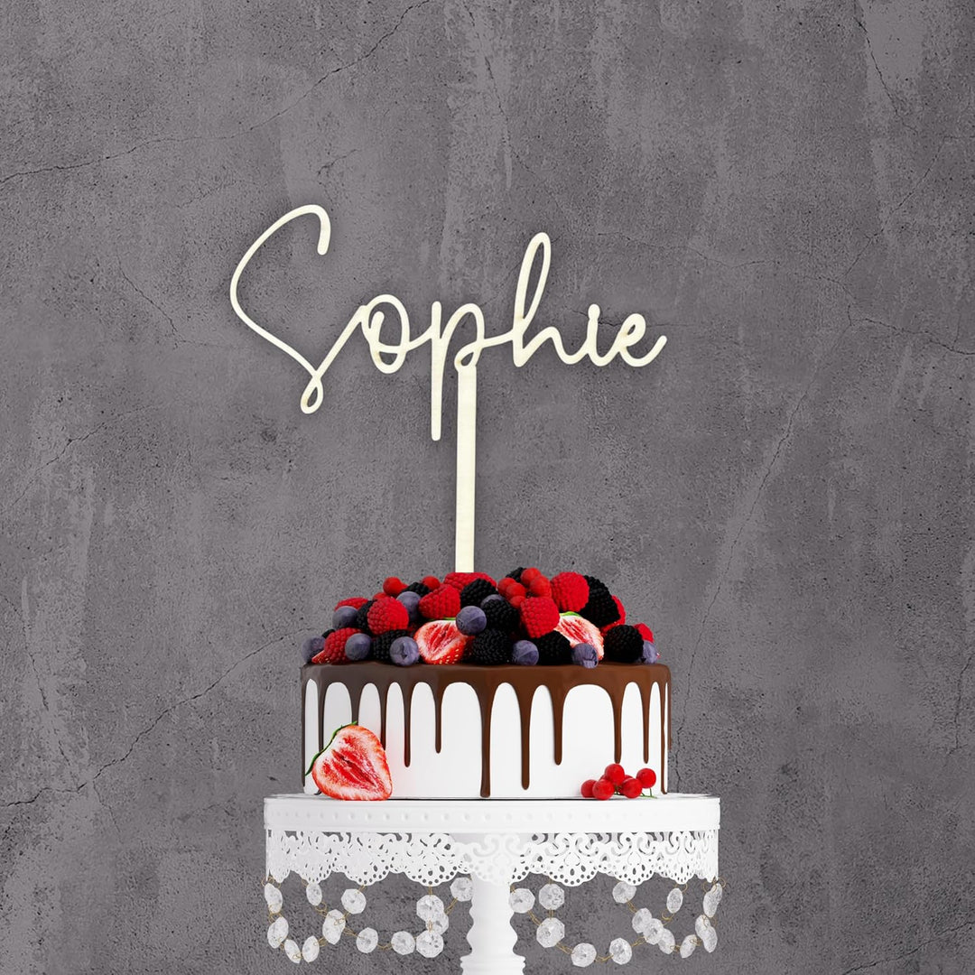 HappyBumblebee Cake Topper Geburtstag Personalisiert – Kuchendeko Holz oder Langlebiger Kunststoff i