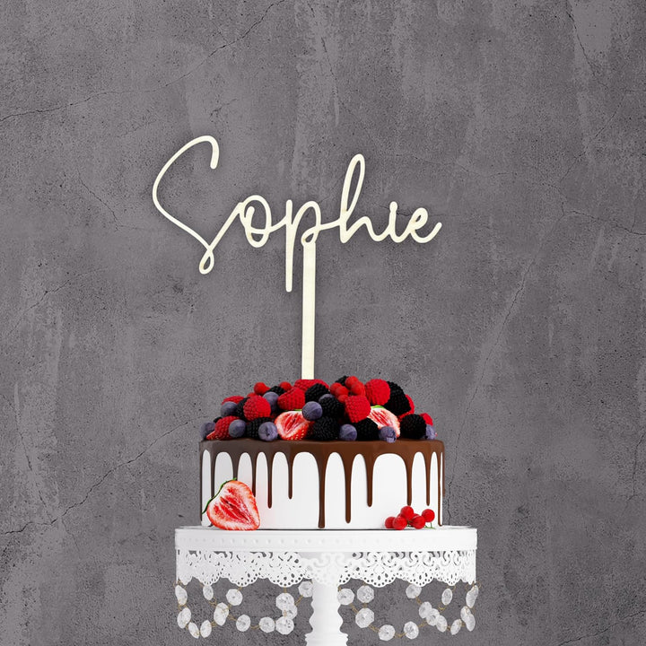 HappyBumblebee Cake Topper Geburtstag Personalisiert – Kuchendeko Holz oder Langlebiger Kunststoff i