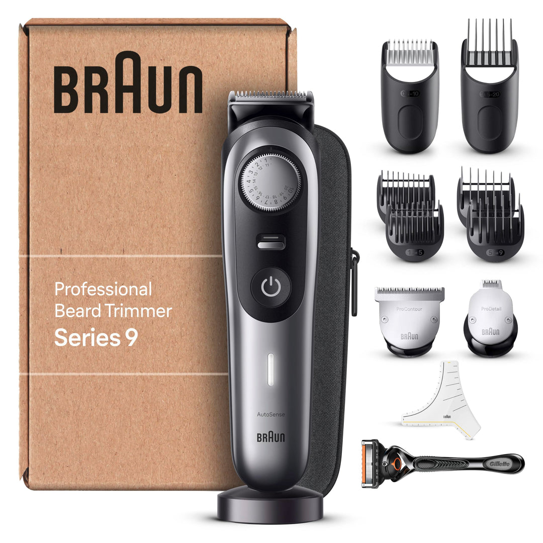 Braun Barttrimmer, Bartschneider/Trimmer/Haarschneider Herren, Haarschneidemaschine Profi, 40 Einste