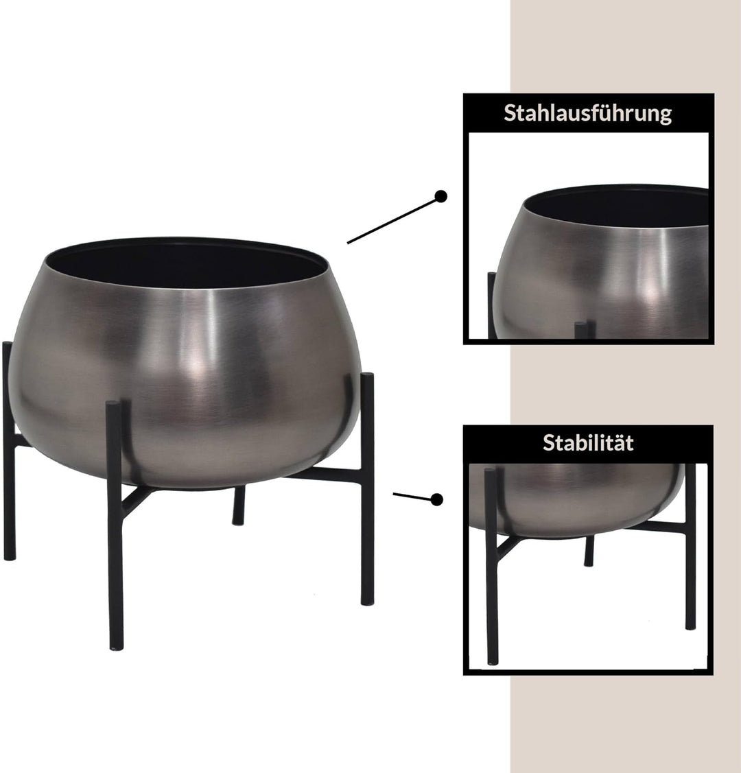 EGLO LIVING Übertopf Sakata, Deko Blumentopf mit Füssen, Blumenständer aus Metall in Nickel-Antik un